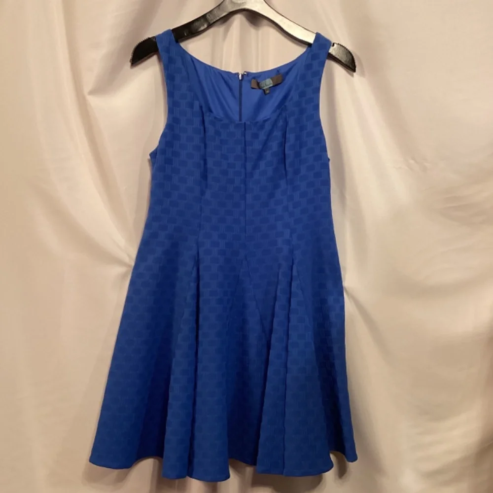 Eva Franco Anthropologie  short sleeves electric  blue short Fit and Flare Dress - Picture 6 of 9
